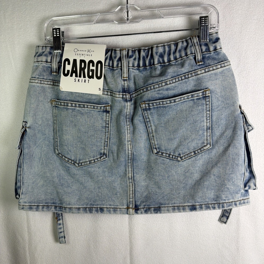 Orange Kiss Women's Denim Cargo Skirt Size Small Y2K - Picture 10 of 11